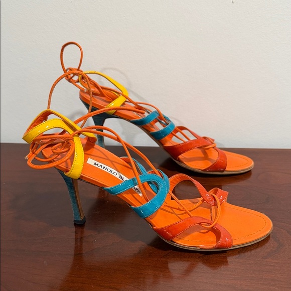 Manolo Blahnik Multicolor Strappy Heels - Picture 3 of 9